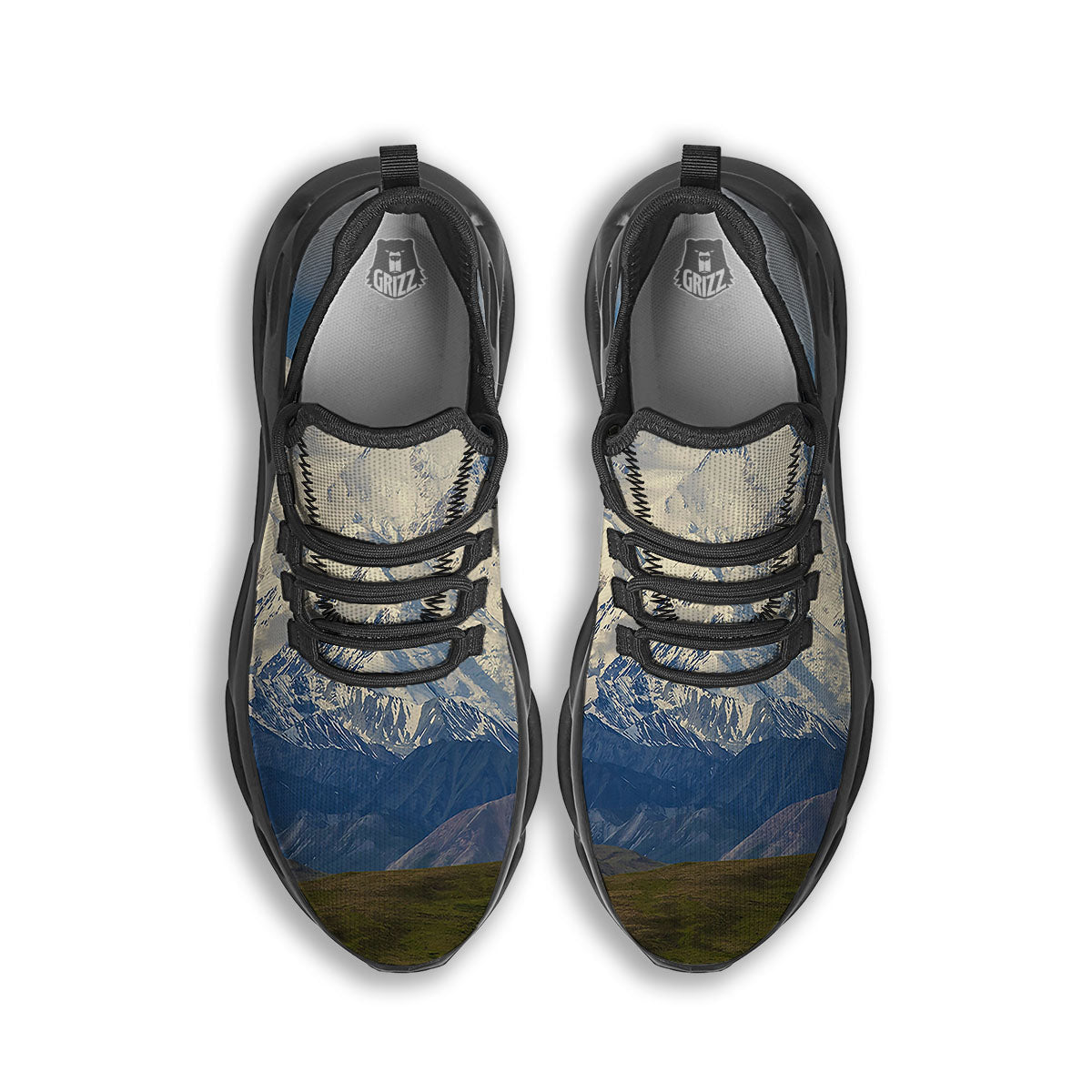 Denali Mountain Print Black Running Shoes-grizzshop