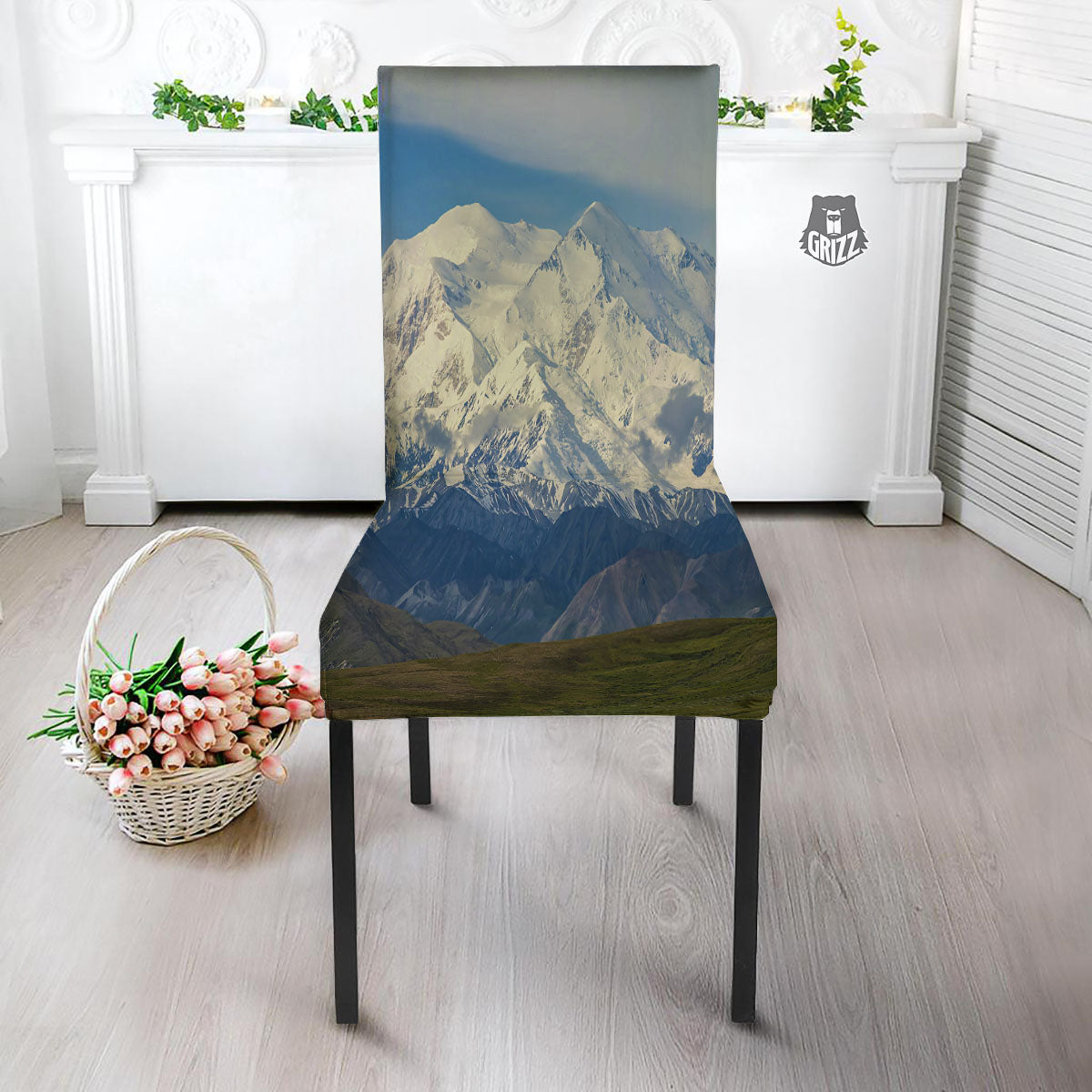 Denali Mountain Print Dining Chair Slipcover-grizzshop