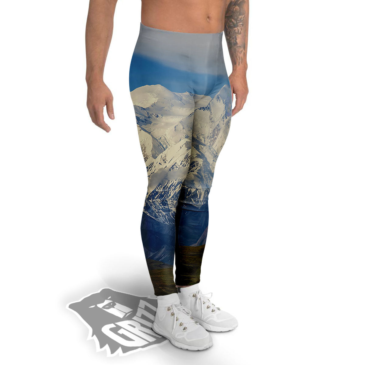 Denali Mountain Print Men's Leggings-grizzshop