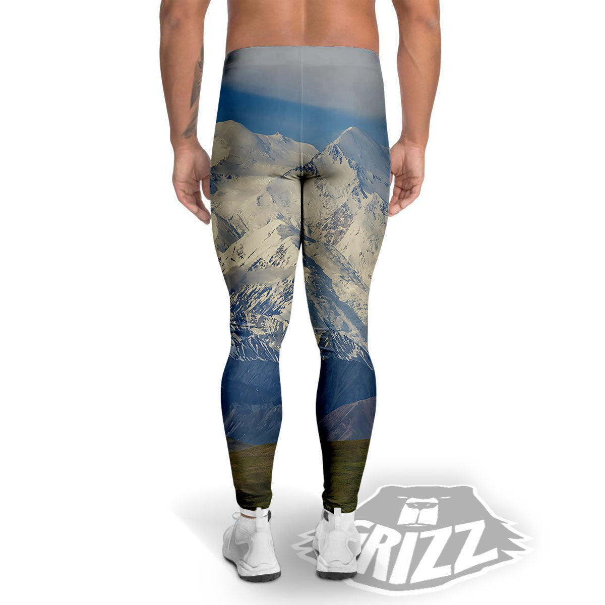 Denali Mountain Print Men's Leggings-grizzshop