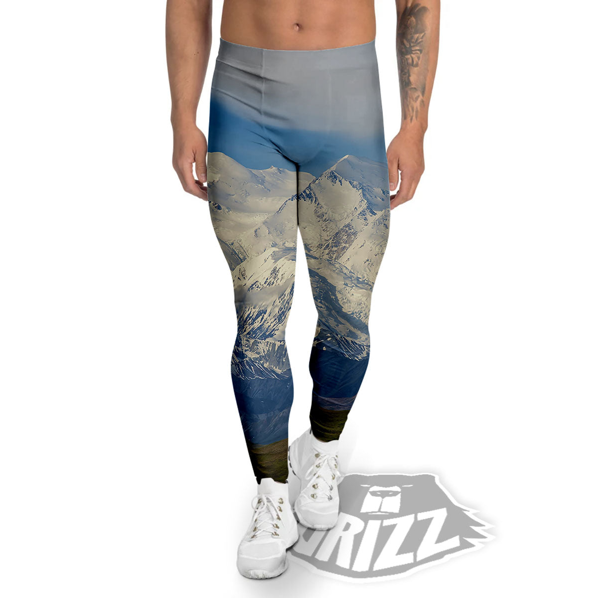 Denali Mountain Print Men's Leggings-grizzshop