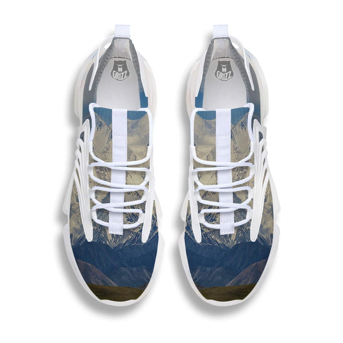 Denali Mountain Print White Gym Shoes-grizzshop