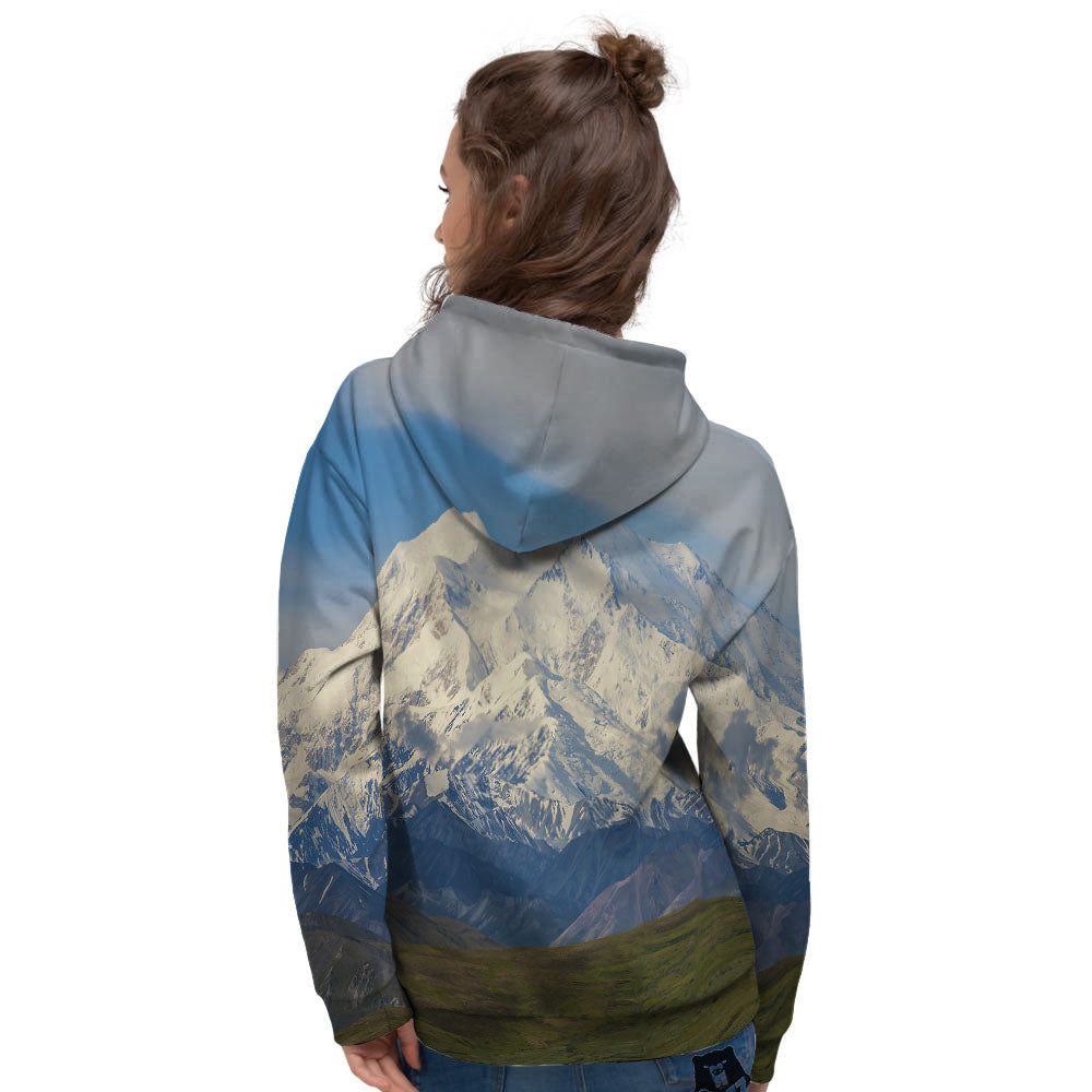 Denali Mountain Print Women's Hoodie-grizzshop