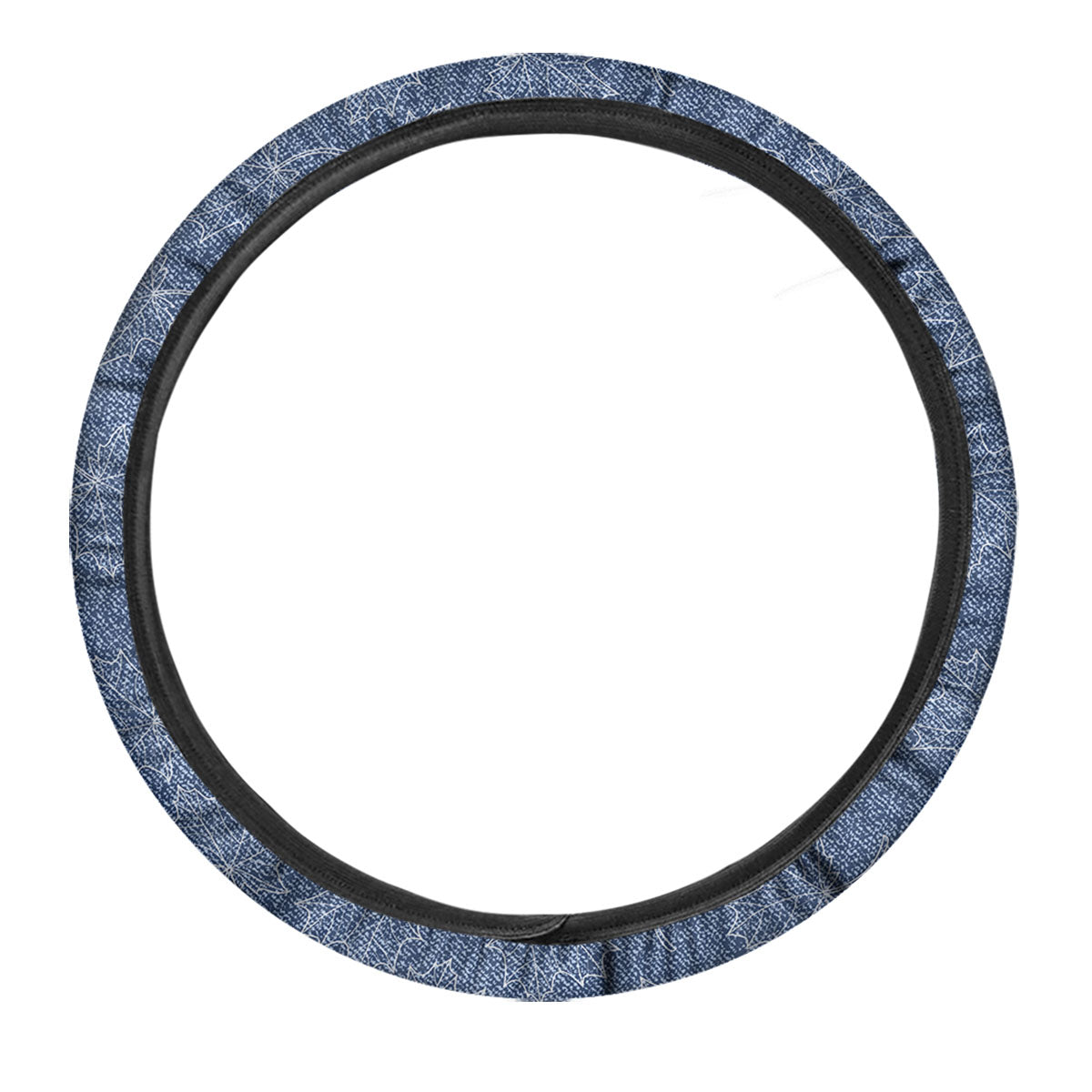 Denim Jeans Maple Leaf Print Pattern Car Steering Wheel Cover-grizzshop