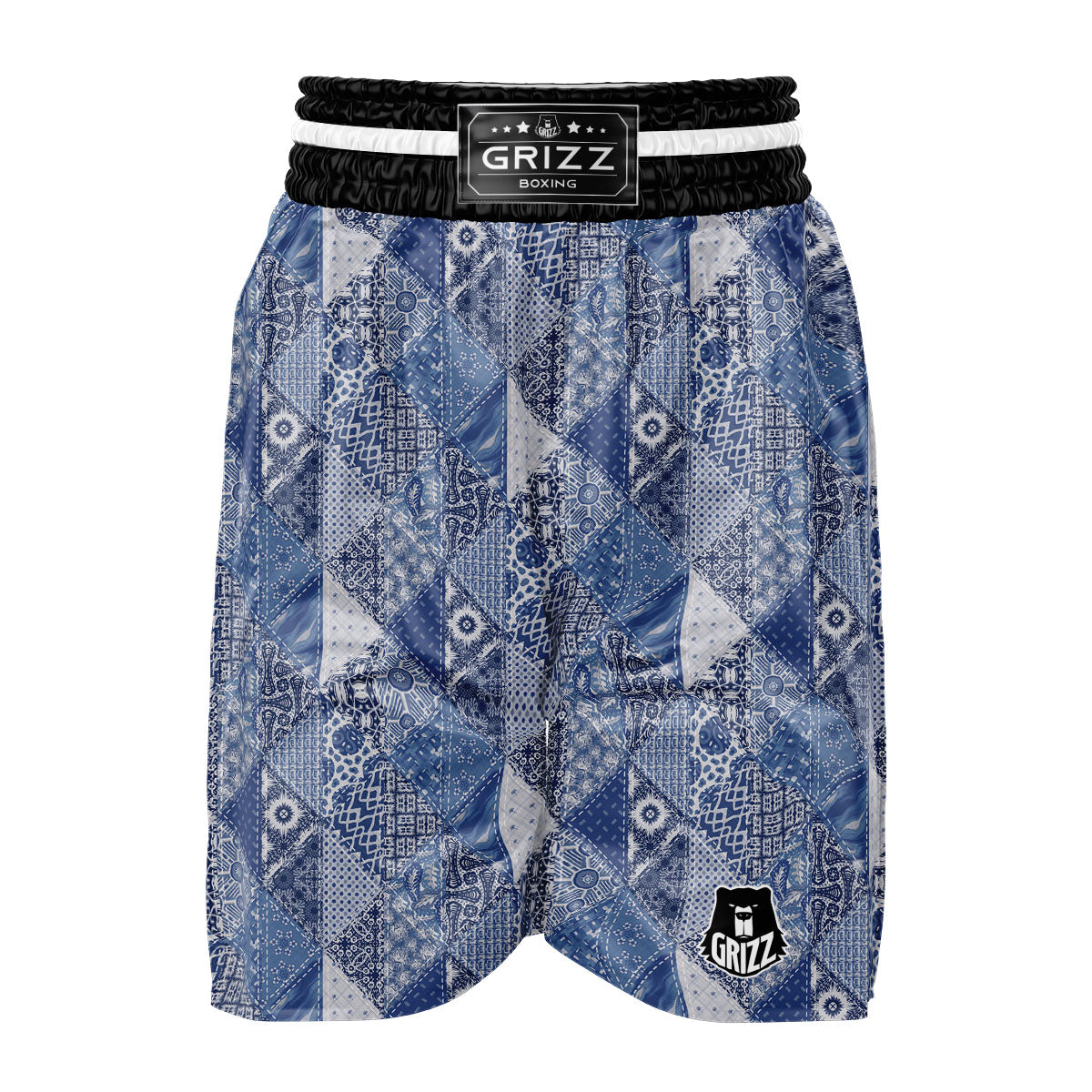 Denim Jeans Patchwork Print Pattern Boxing Shorts-grizzshop