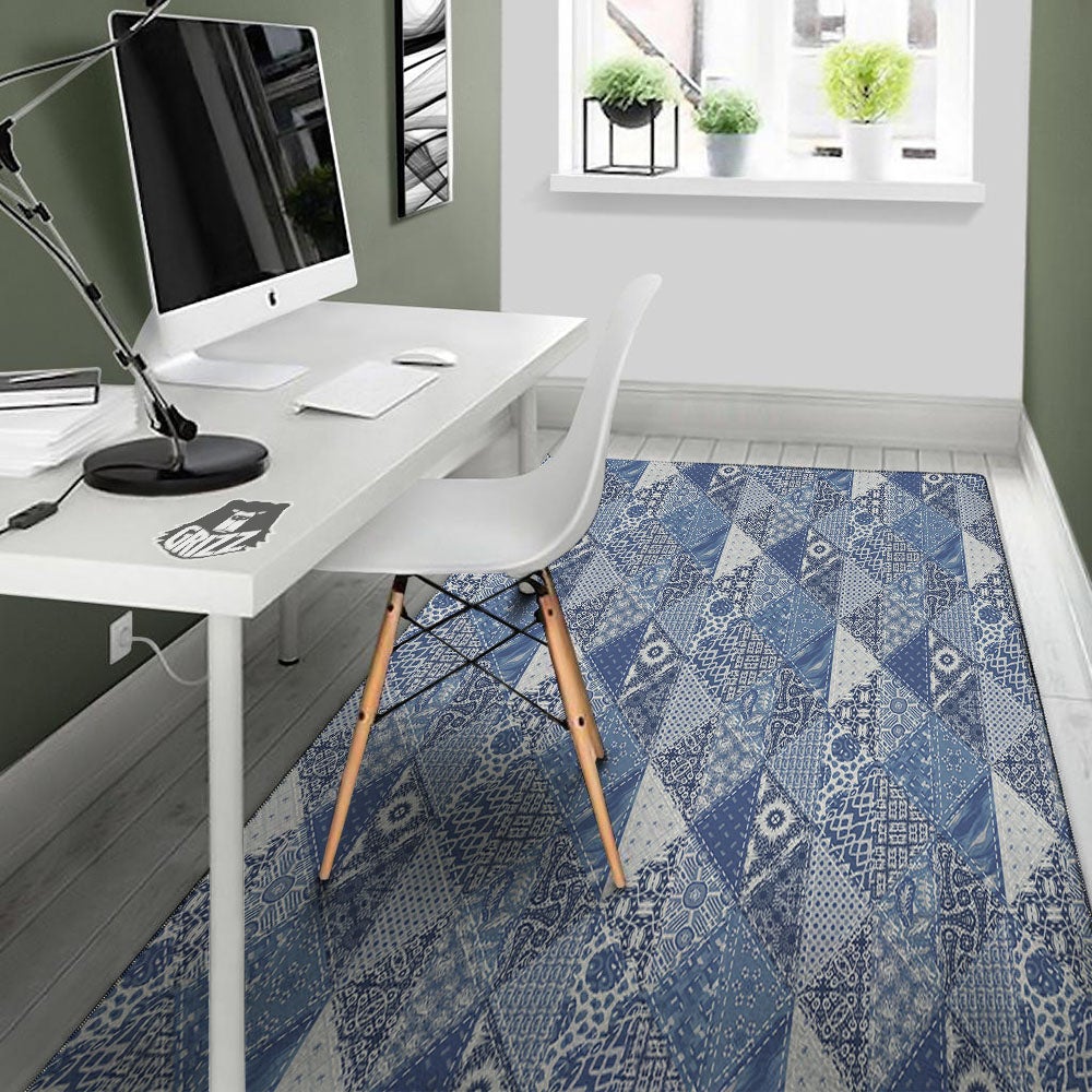 Denim Jeans Patchwork Print Pattern Floor Mat-grizzshop
