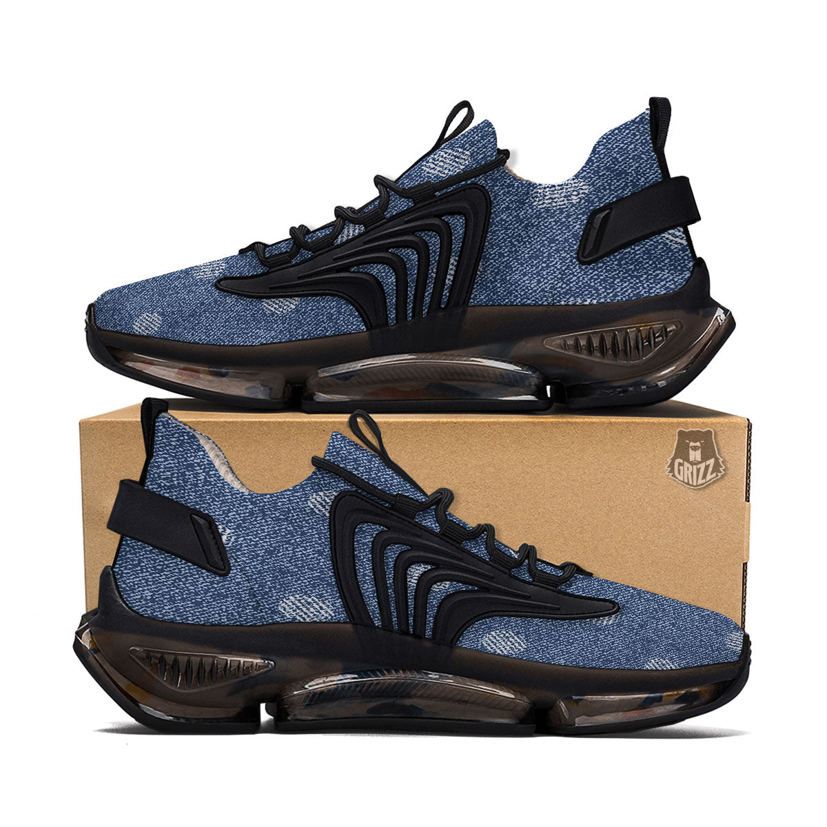 Denim Jeans Polka Dot Print Pattern Black Gym Shoes-grizzshop