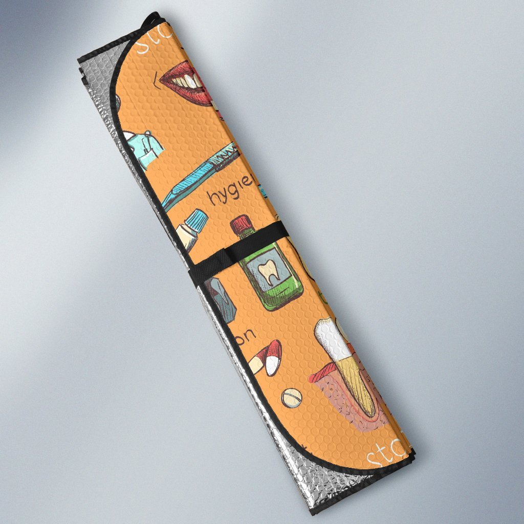 Dental Dentist Dentistry Tooth Pattern Print Car Sun Shade-grizzshop