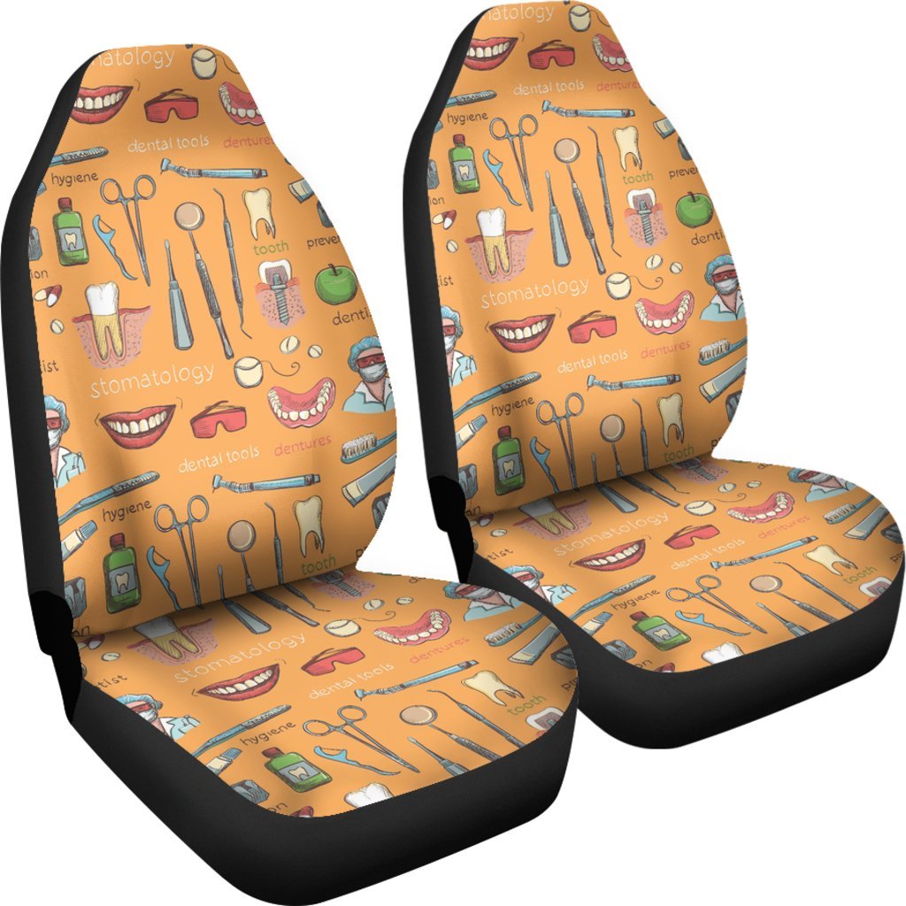 Dental Dentist Dentistry Tooth Pattern Print Universal Fit Car Seat Cover-grizzshop
