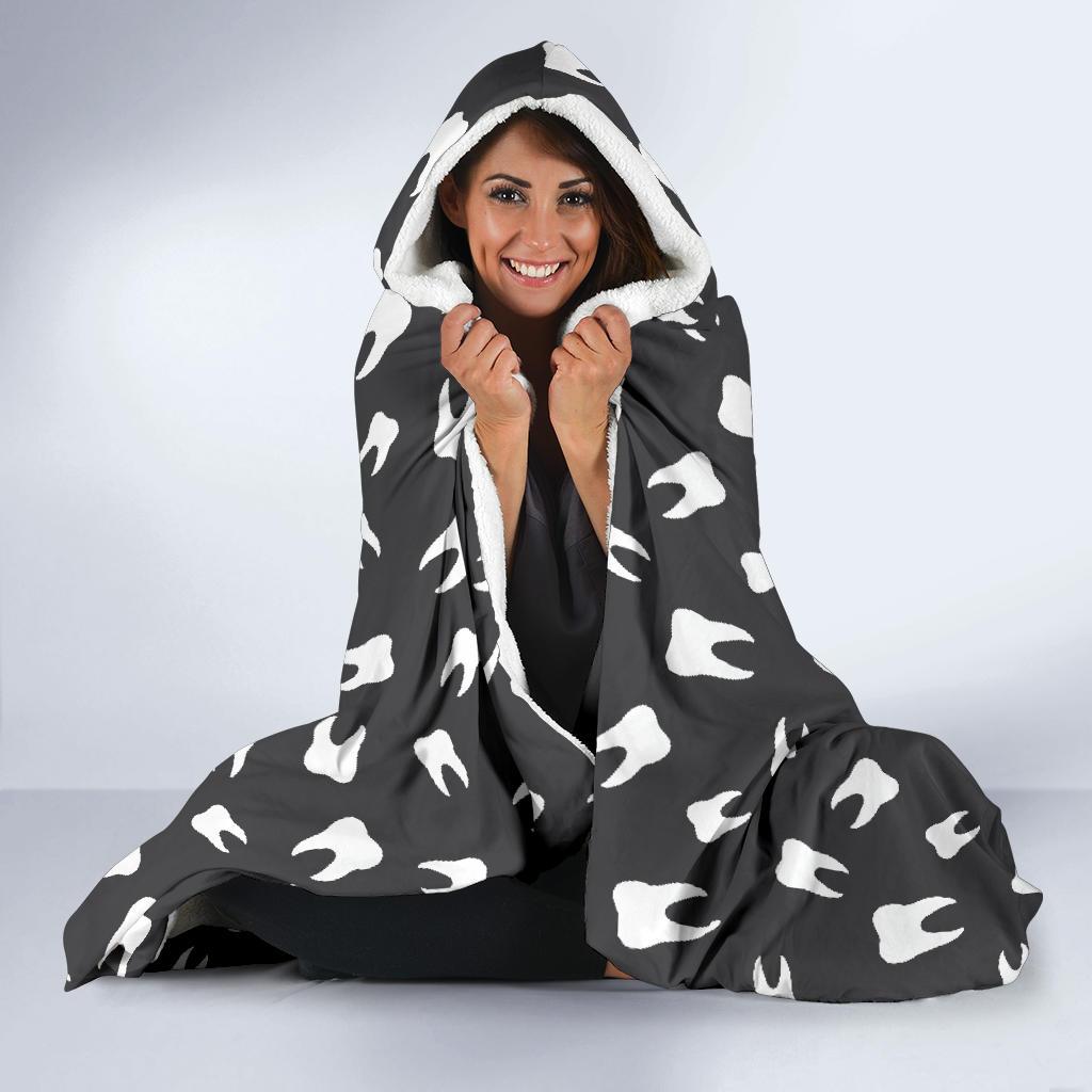 Dentist Dental Dentistry Tooth Pattern Print Hooded Blanket-grizzshop