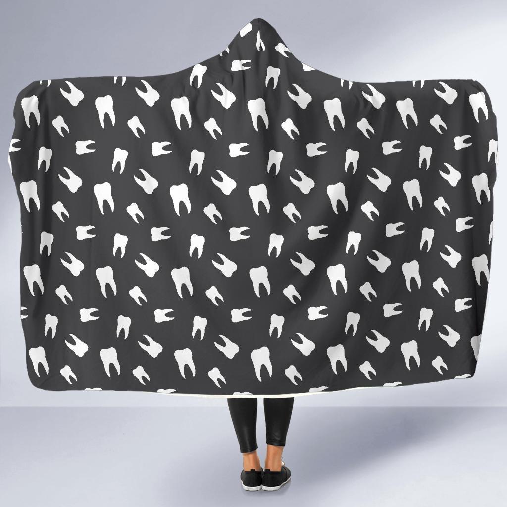 Dentist Dental Dentistry Tooth Pattern Print Hooded Blanket-grizzshop