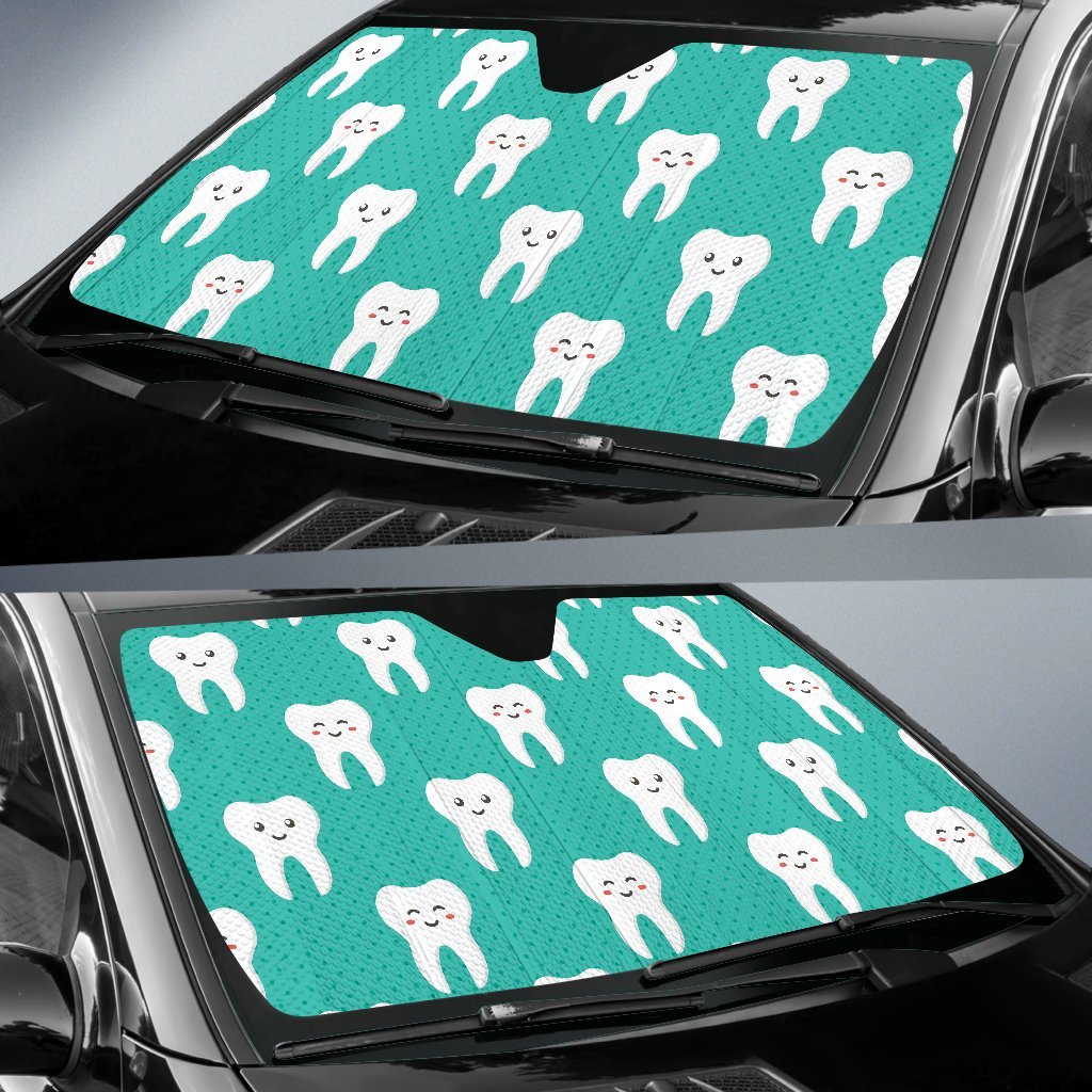 Dentistry Dentist Dental Tooth Pattern Print Car Sun Shade-grizzshop