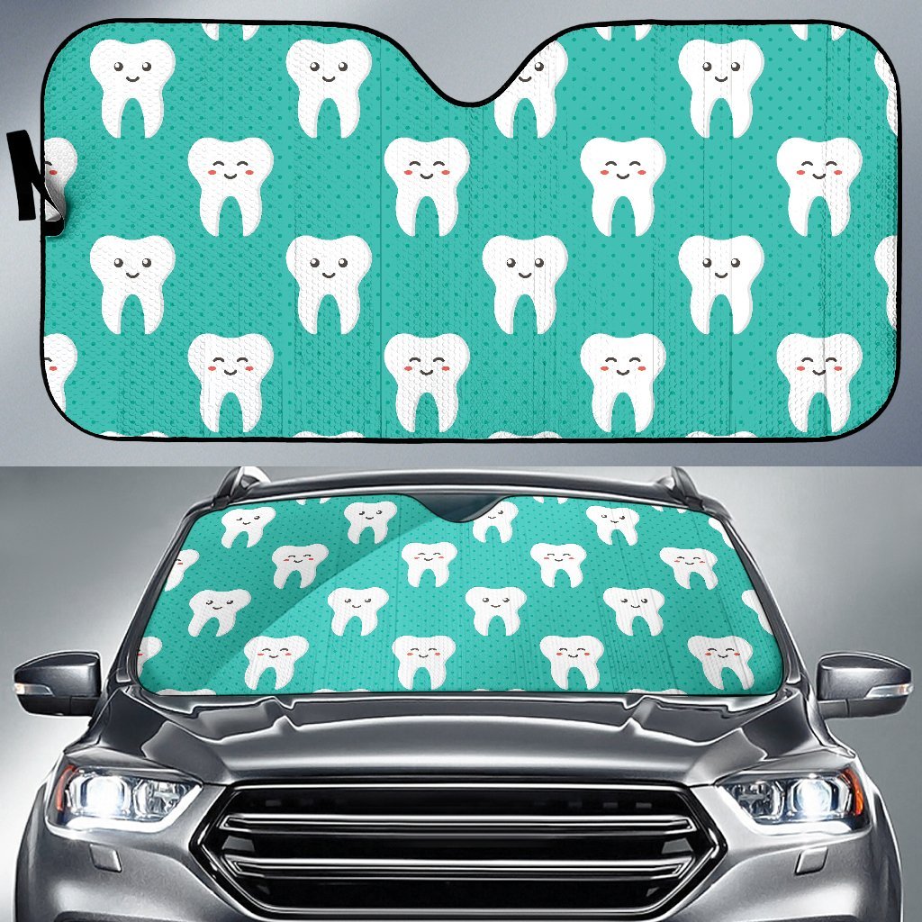 Dentistry Dentist Dental Tooth Pattern Print Car Sun Shade-grizzshop