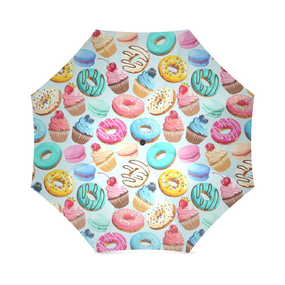 Dessert Cupcake Pattern Print Foldable Umbrella-grizzshop