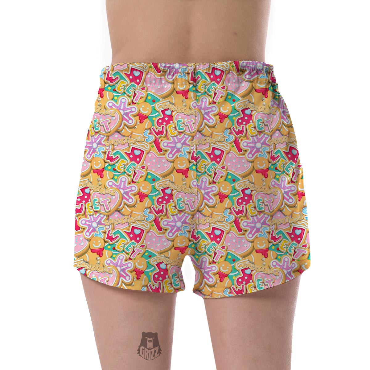 Dessert Gingerbread Man Chirstmas Pattern Print Women's Shorts-grizzshop