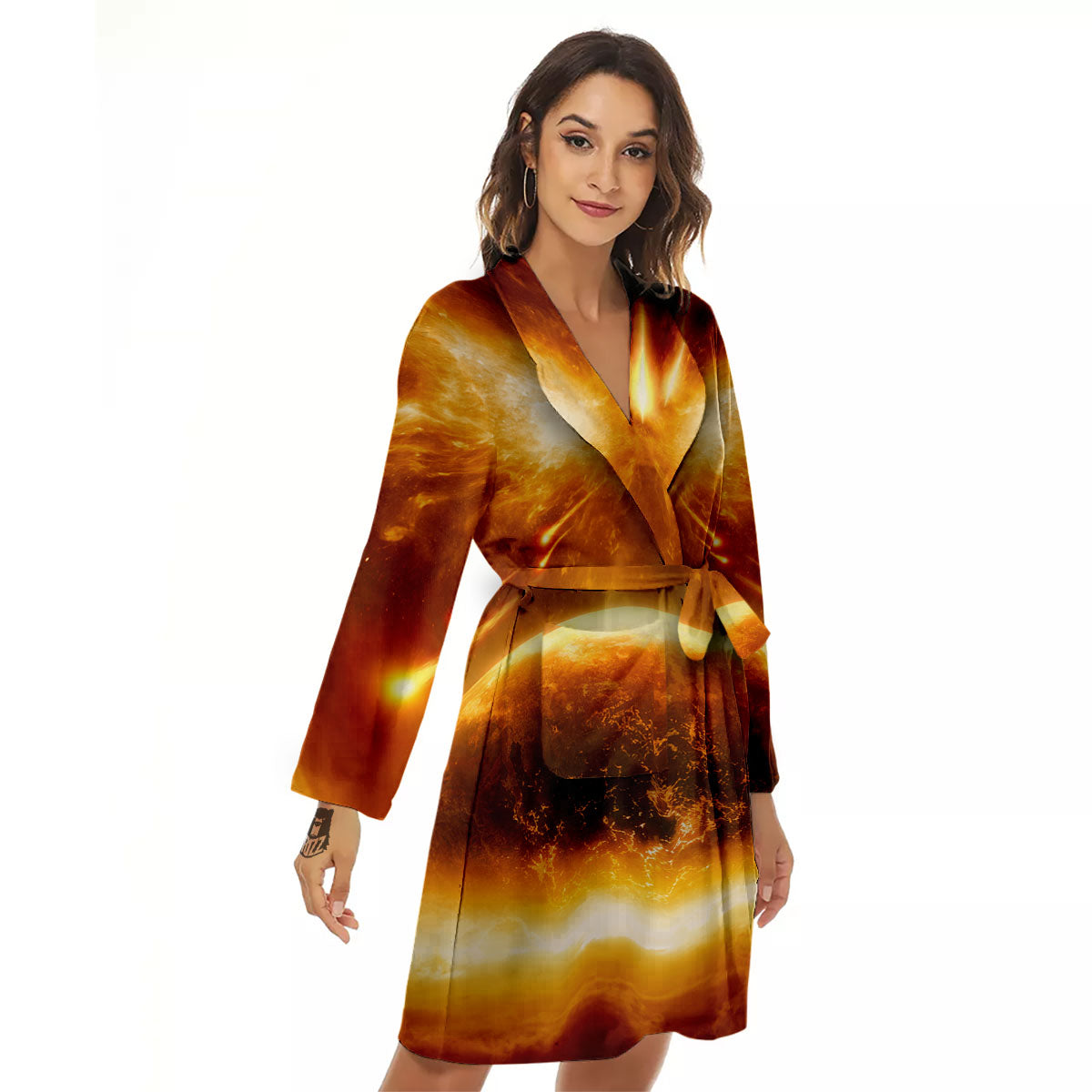 Destruction Of Planet Earth Print Women's Robe-grizzshop