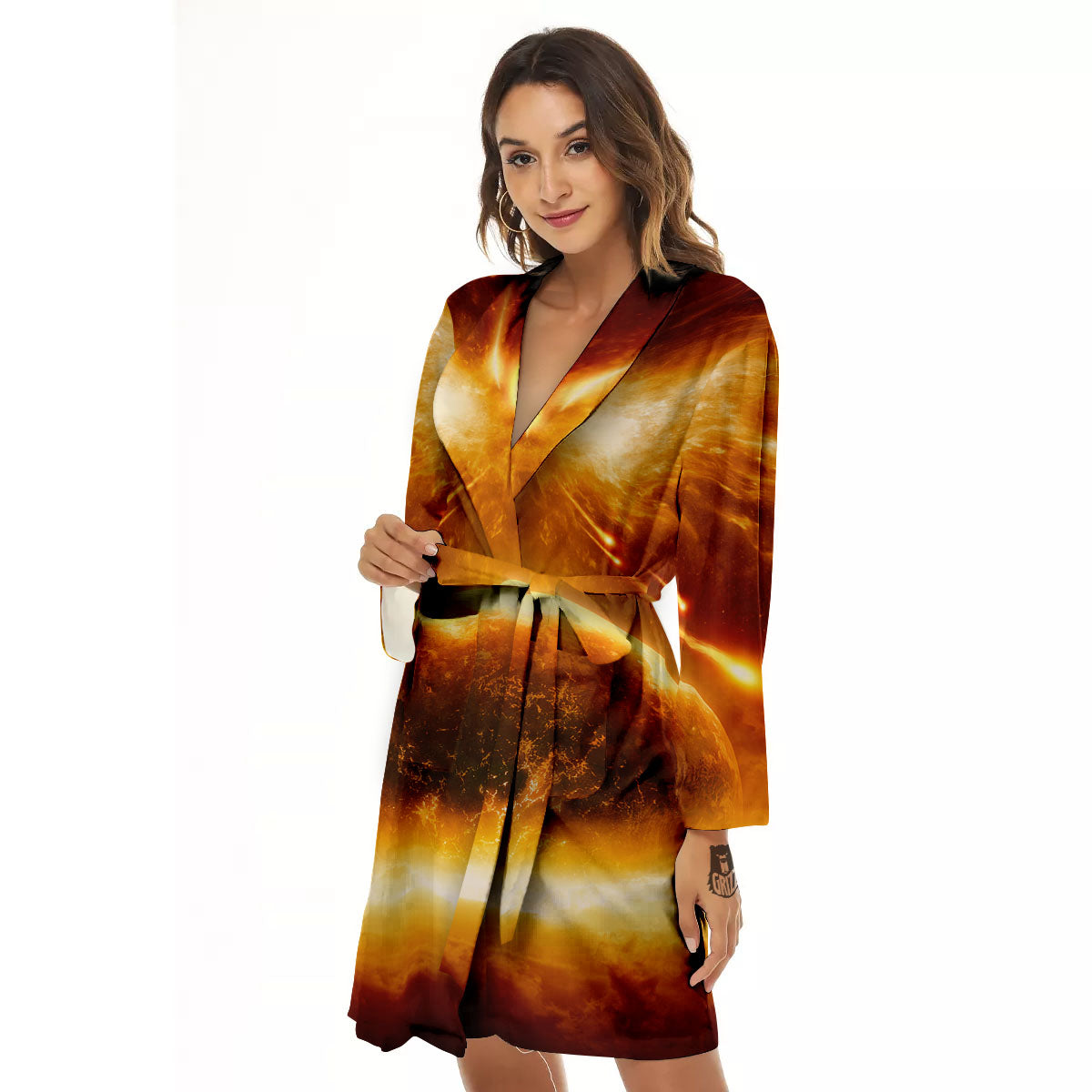 Destruction Of Planet Earth Print Women's Robe-grizzshop