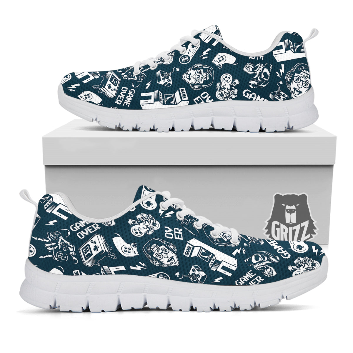 Devices Video Game Print Pattern White Sneaker-grizzshop