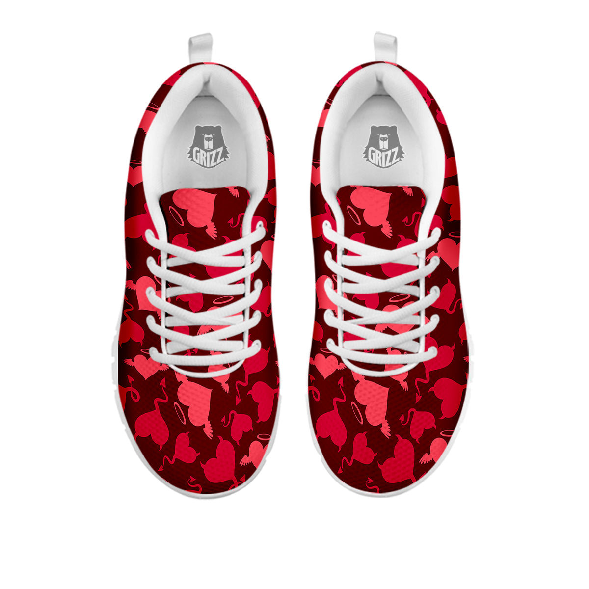 Devil And Angel Hearts Print Pattern White Sneaker-grizzshop