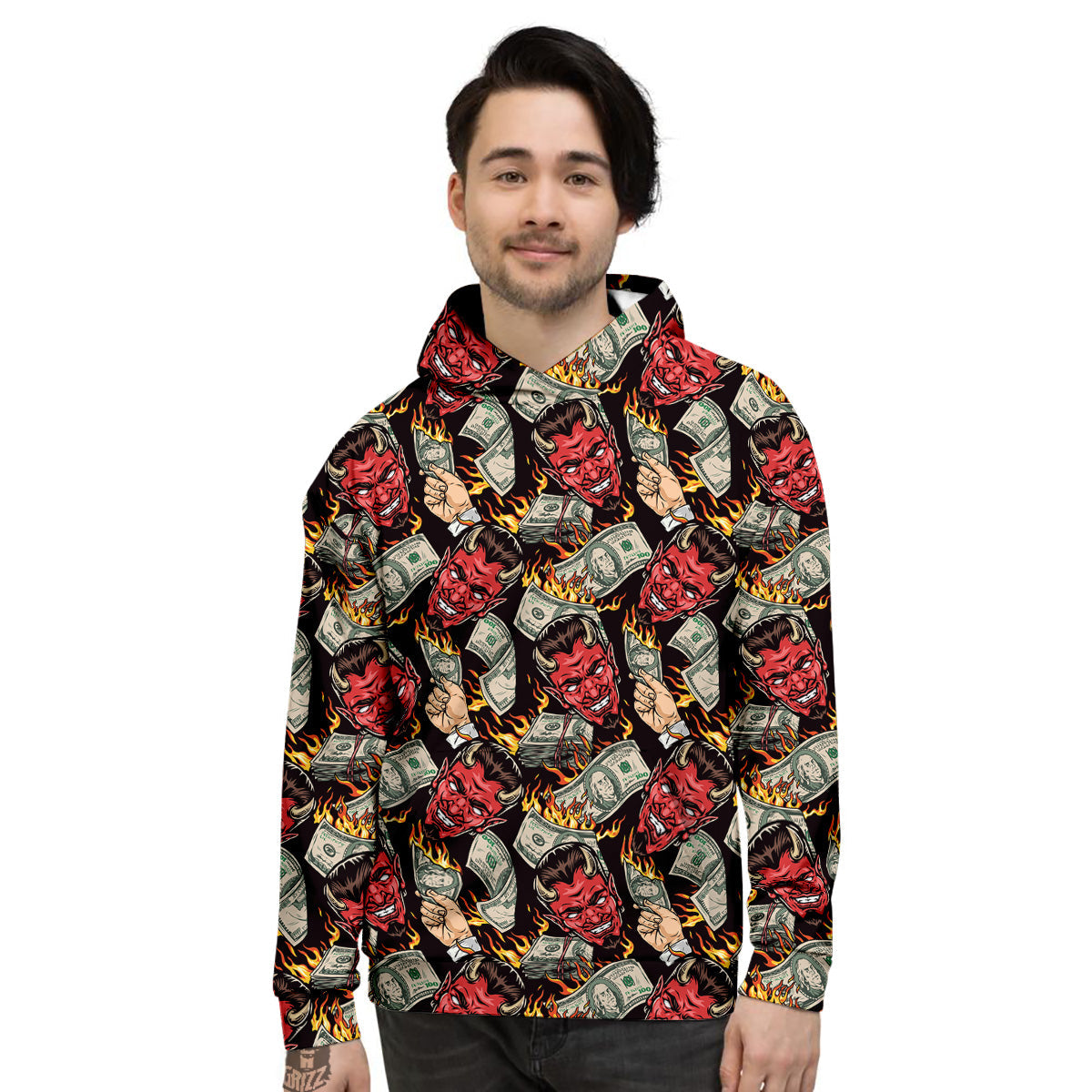 Devil And Dollar Print Pattern Men's Hoodie-grizzshop