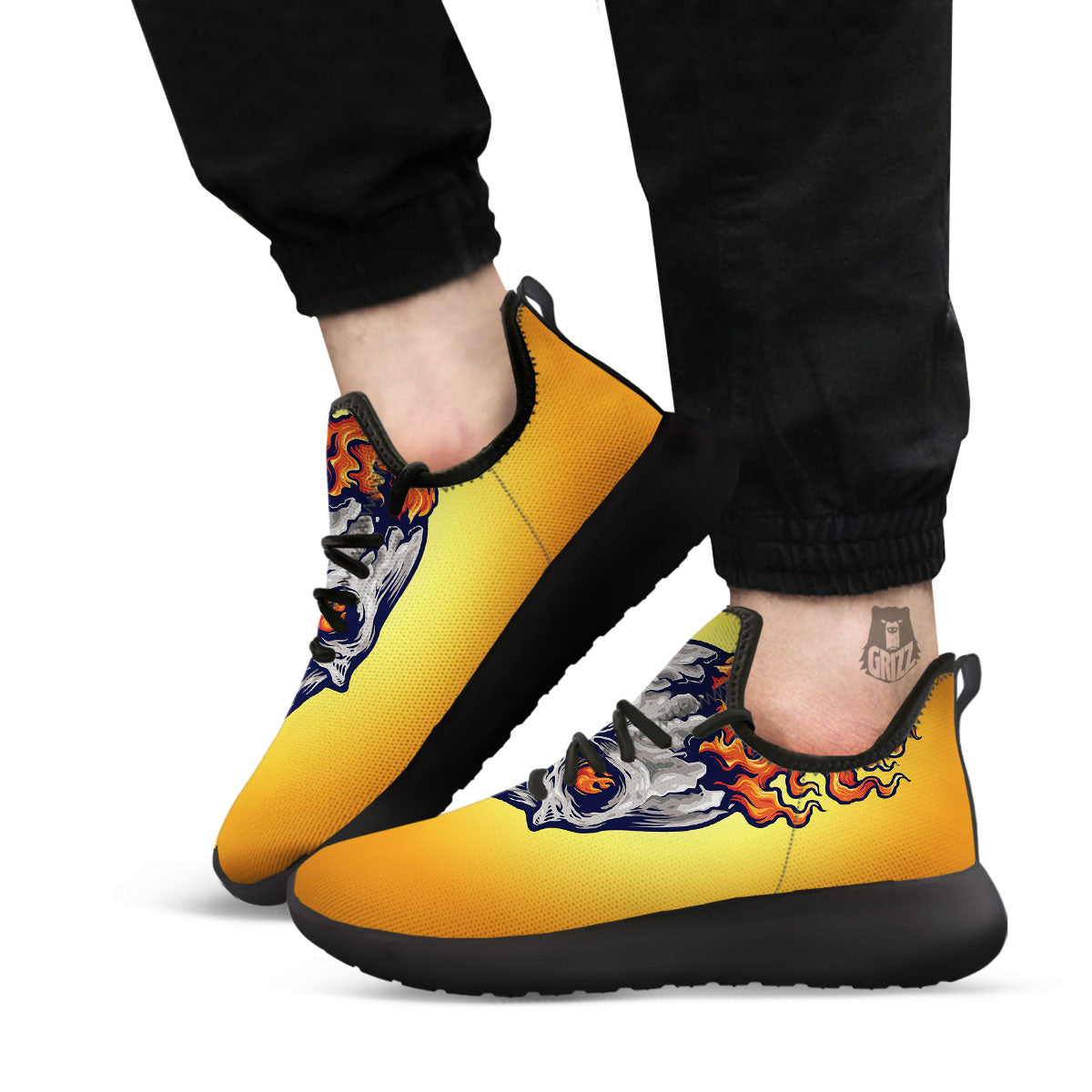 Devil Fire Punk Print Black Athletic Shoes-grizzshop