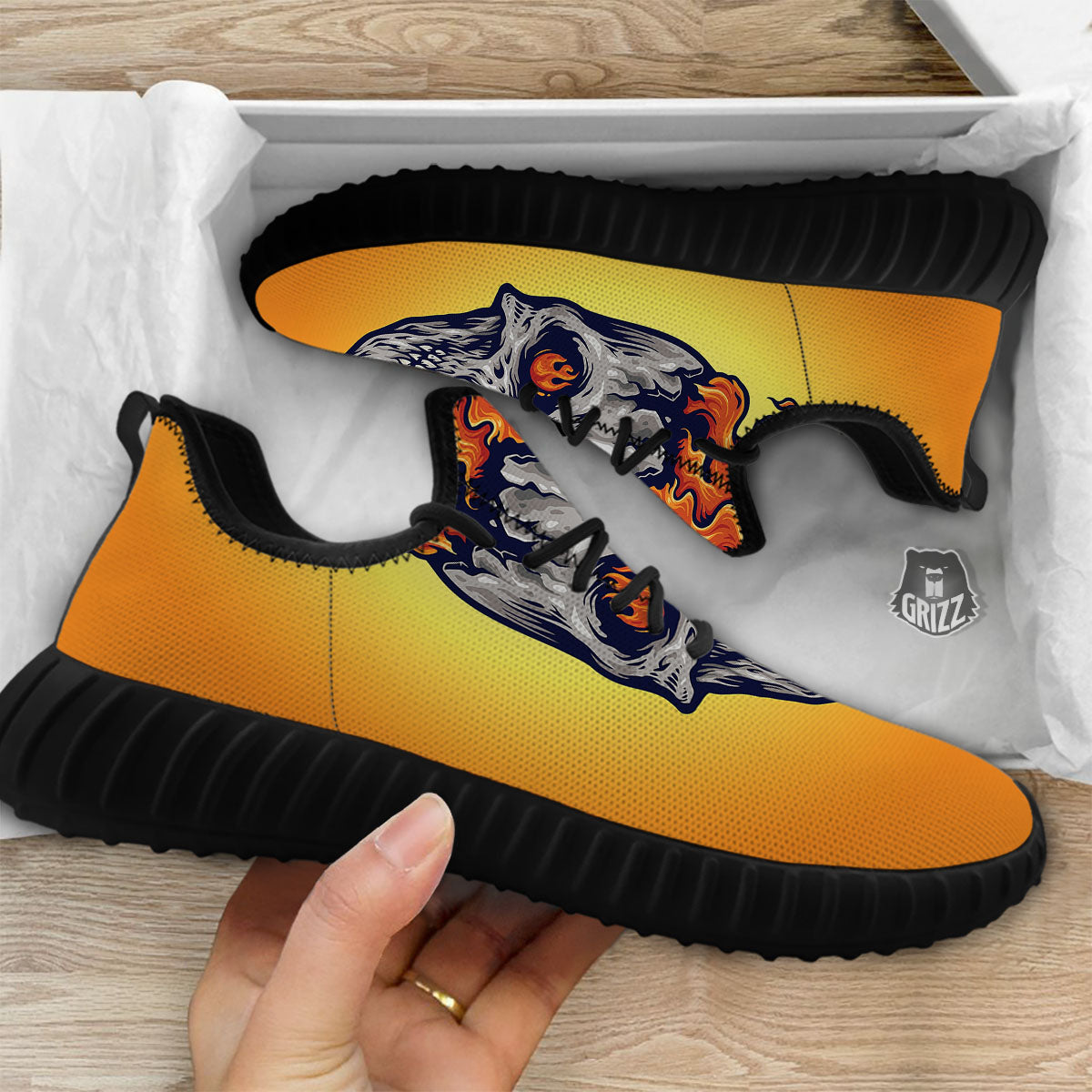 Devil Fire Punk Print Black Walking Shoes-grizzshop