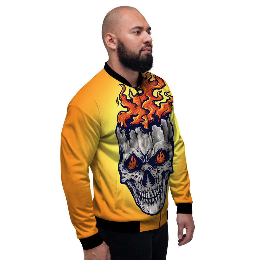 Devil Fire Punk Print Men's Bomber Jacket-grizzshop