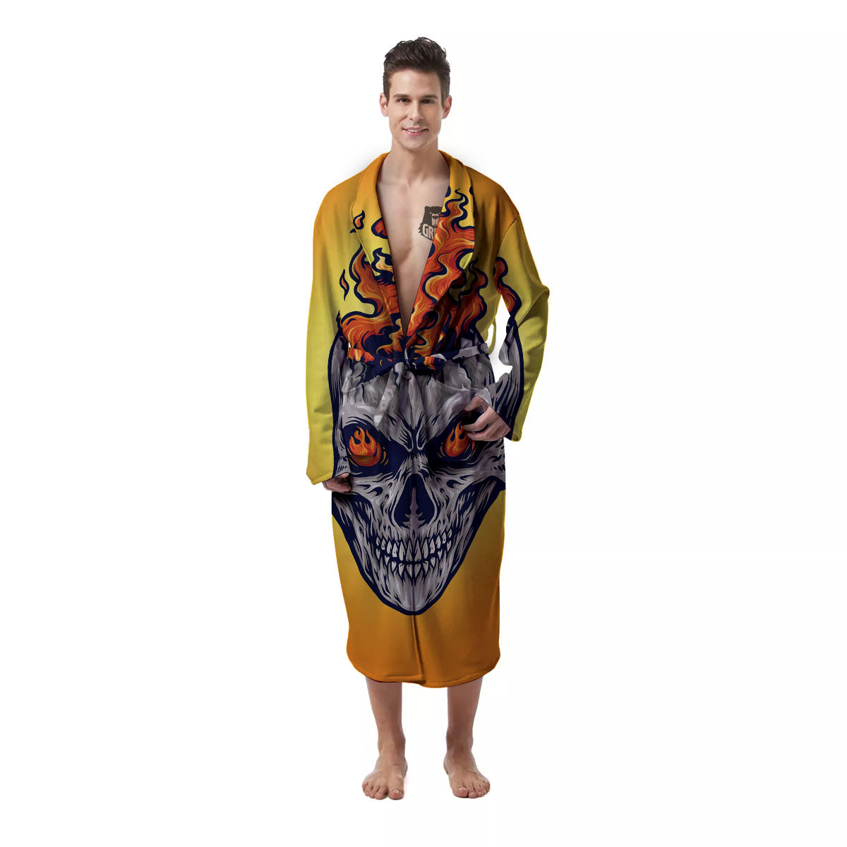 Devil Fire Punk Print Men's Robe-grizzshop
