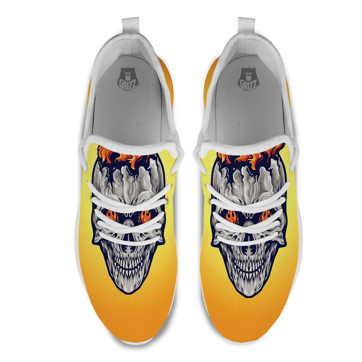 Devil Fire Punk Print White Athletic Shoes-grizzshop