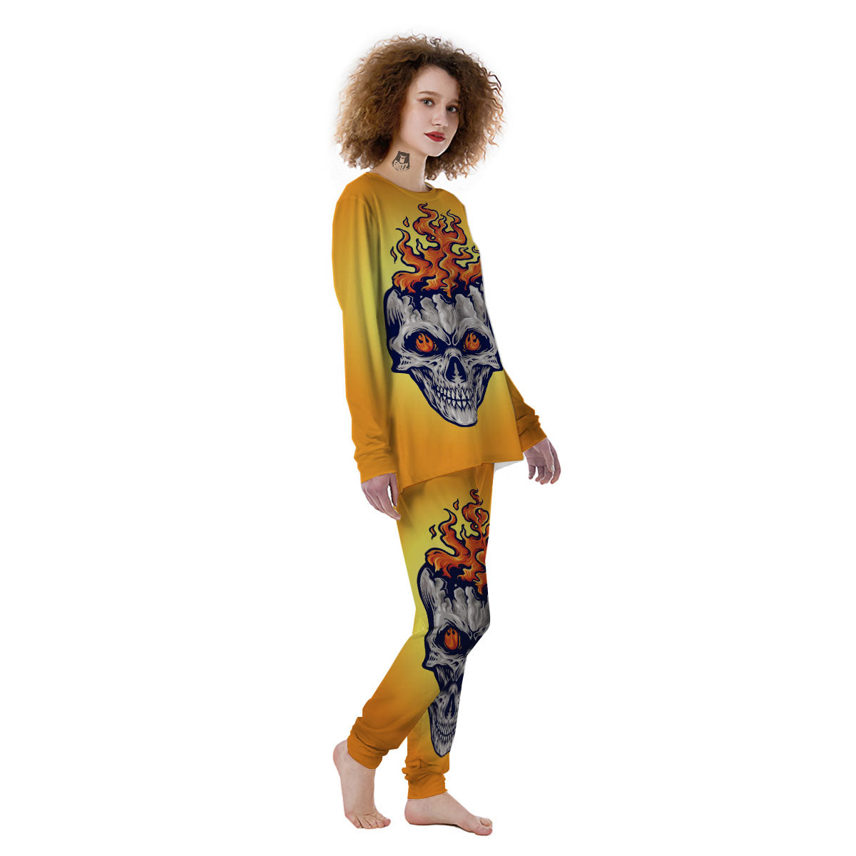 Devil Fire Punk Print Women's Pajamas-grizzshop