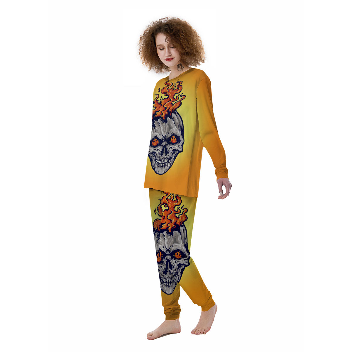 Devil Fire Punk Print Women's Pajamas-grizzshop