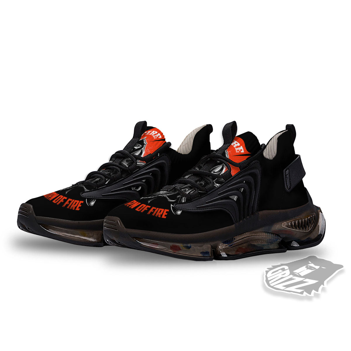 Devil Firefighter Print Black Gym Shoes-grizzshop