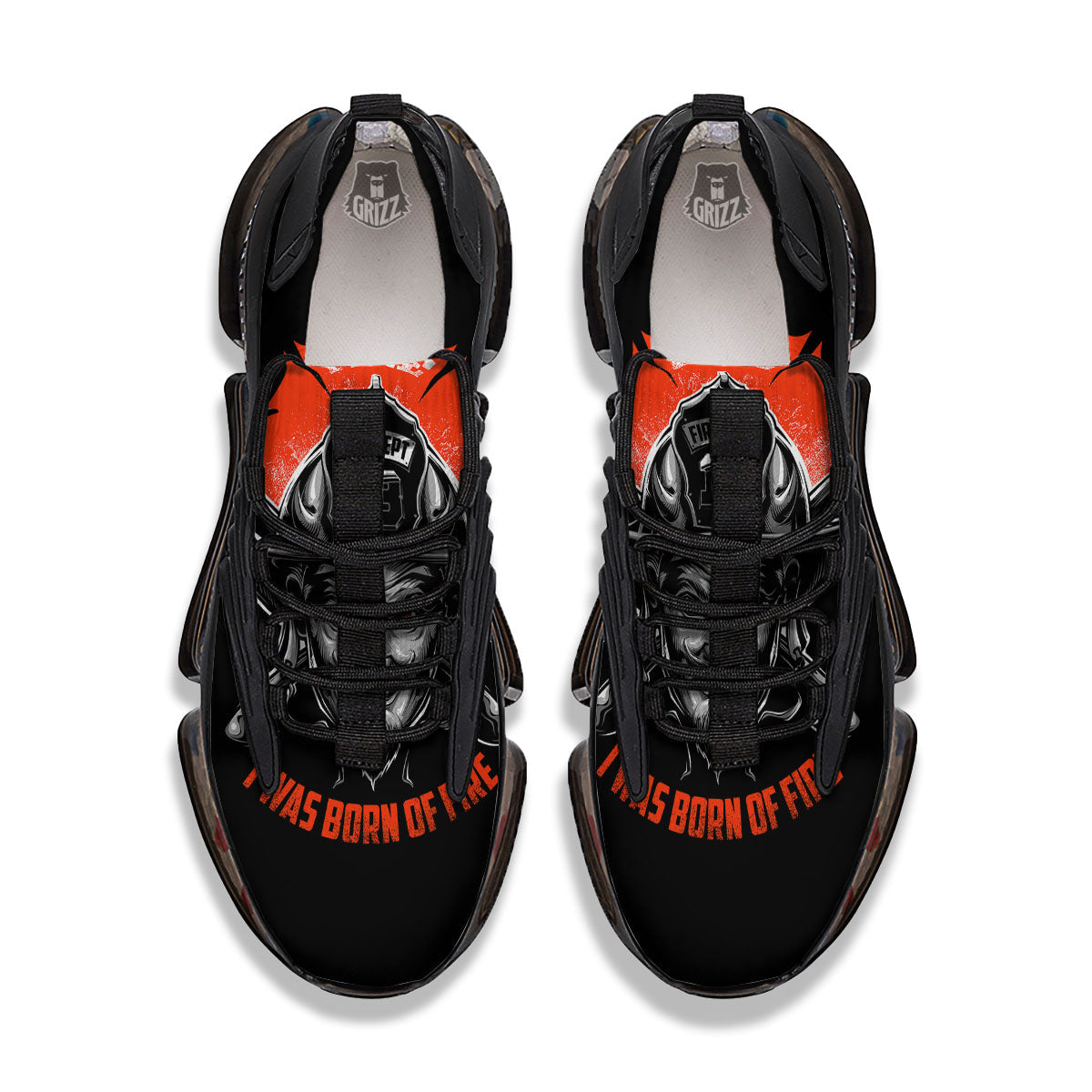 Devil Firefighter Print Black Gym Shoes-grizzshop