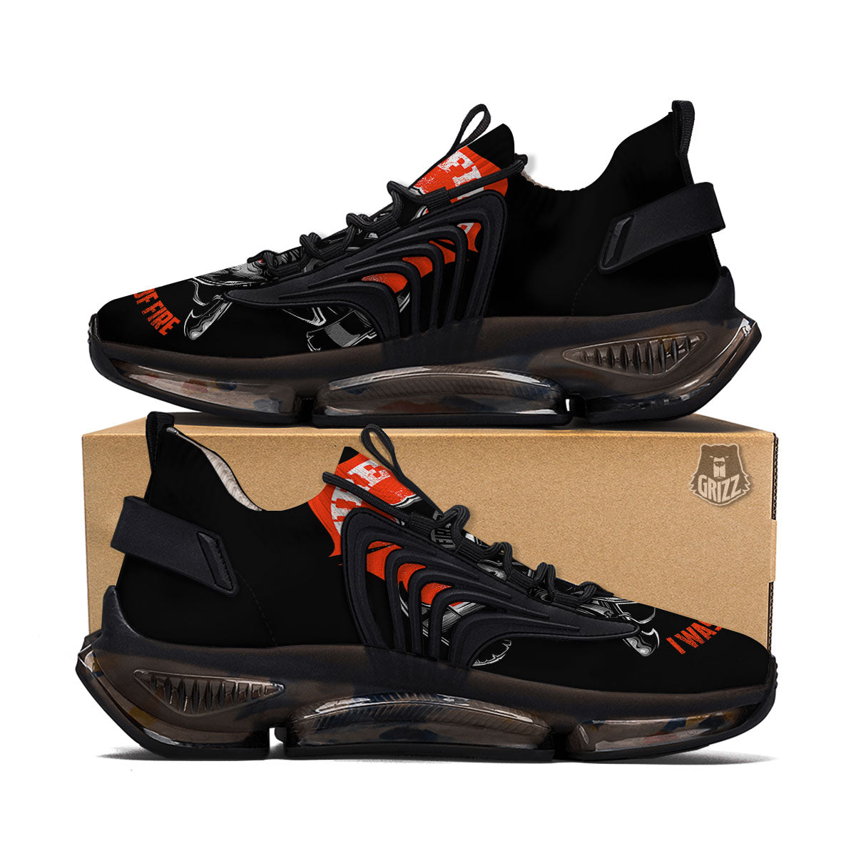 Devil Firefighter Print Black Gym Shoes-grizzshop