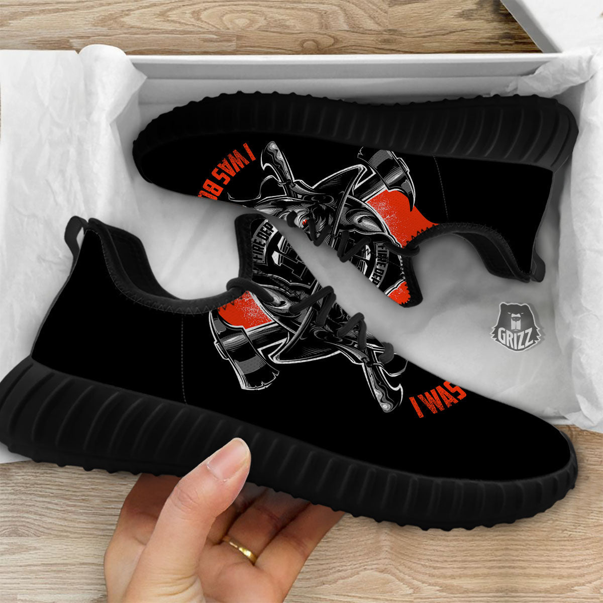 Devil Firefighter Print Black Walking Shoes-grizzshop