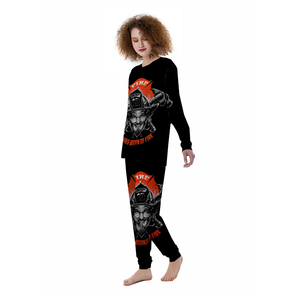 Devil Firefighter Print Women's Pajamas-grizzshop