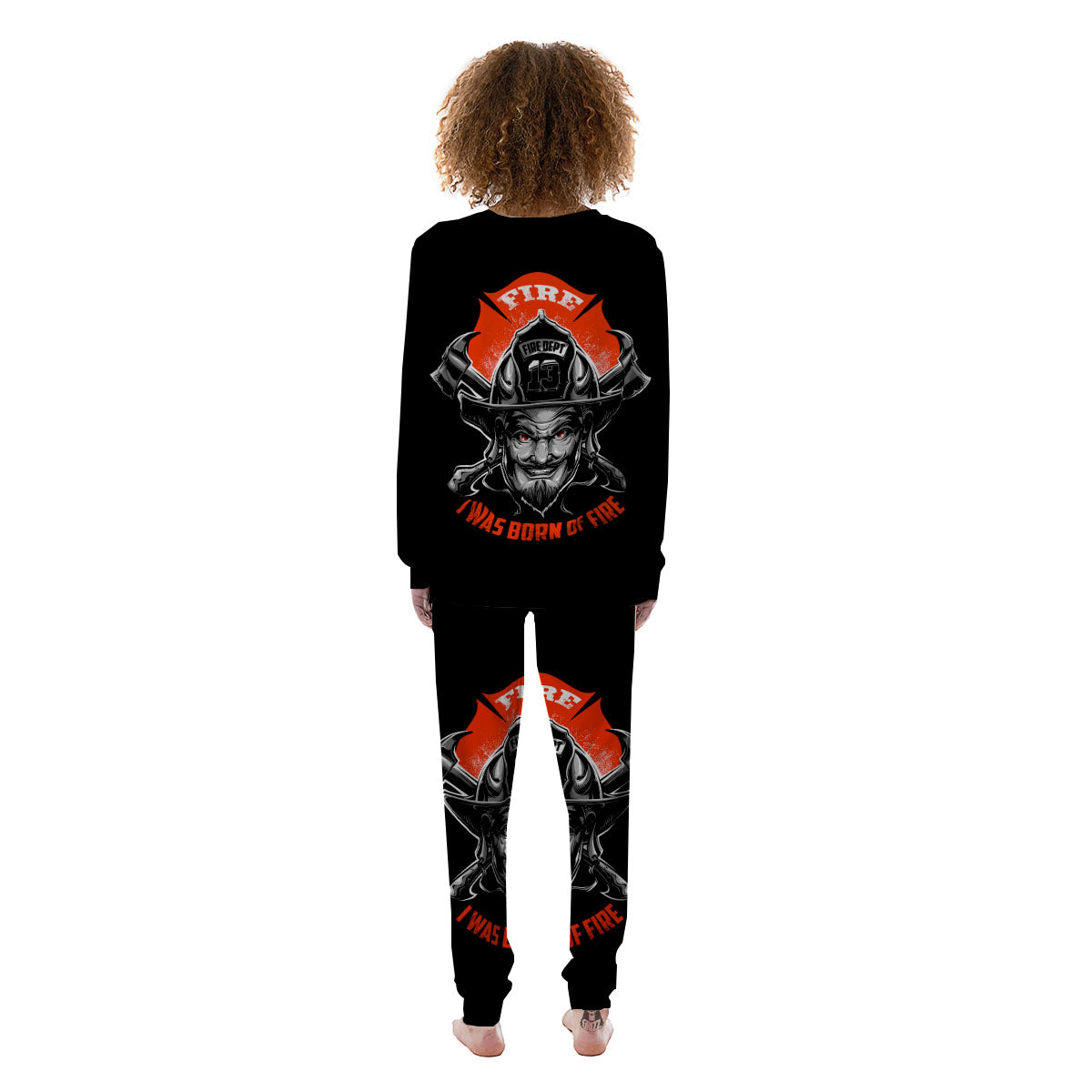 Devil Firefighter Print Women's Pajamas-grizzshop