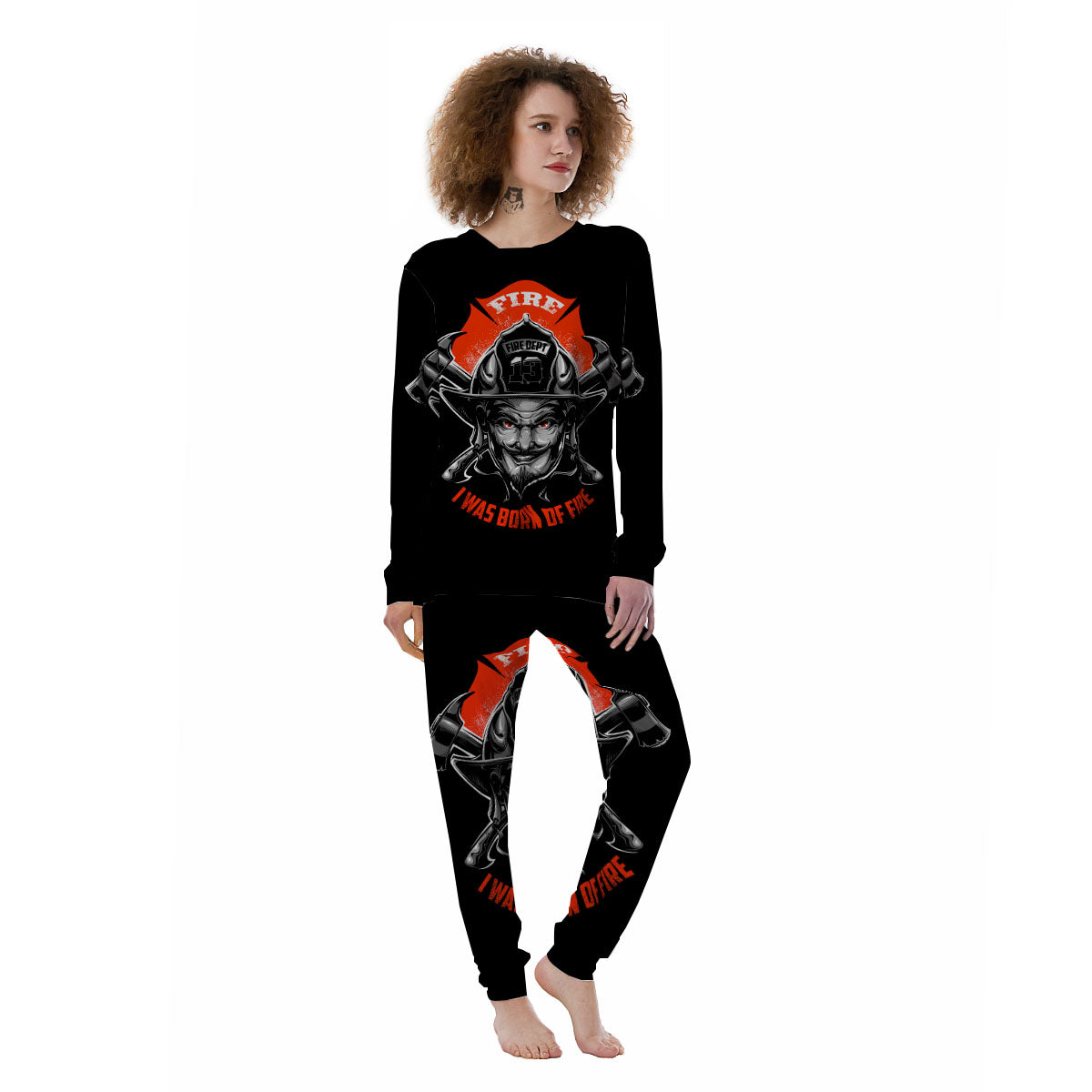 Devil Firefighter Print Women's Pajamas-grizzshop