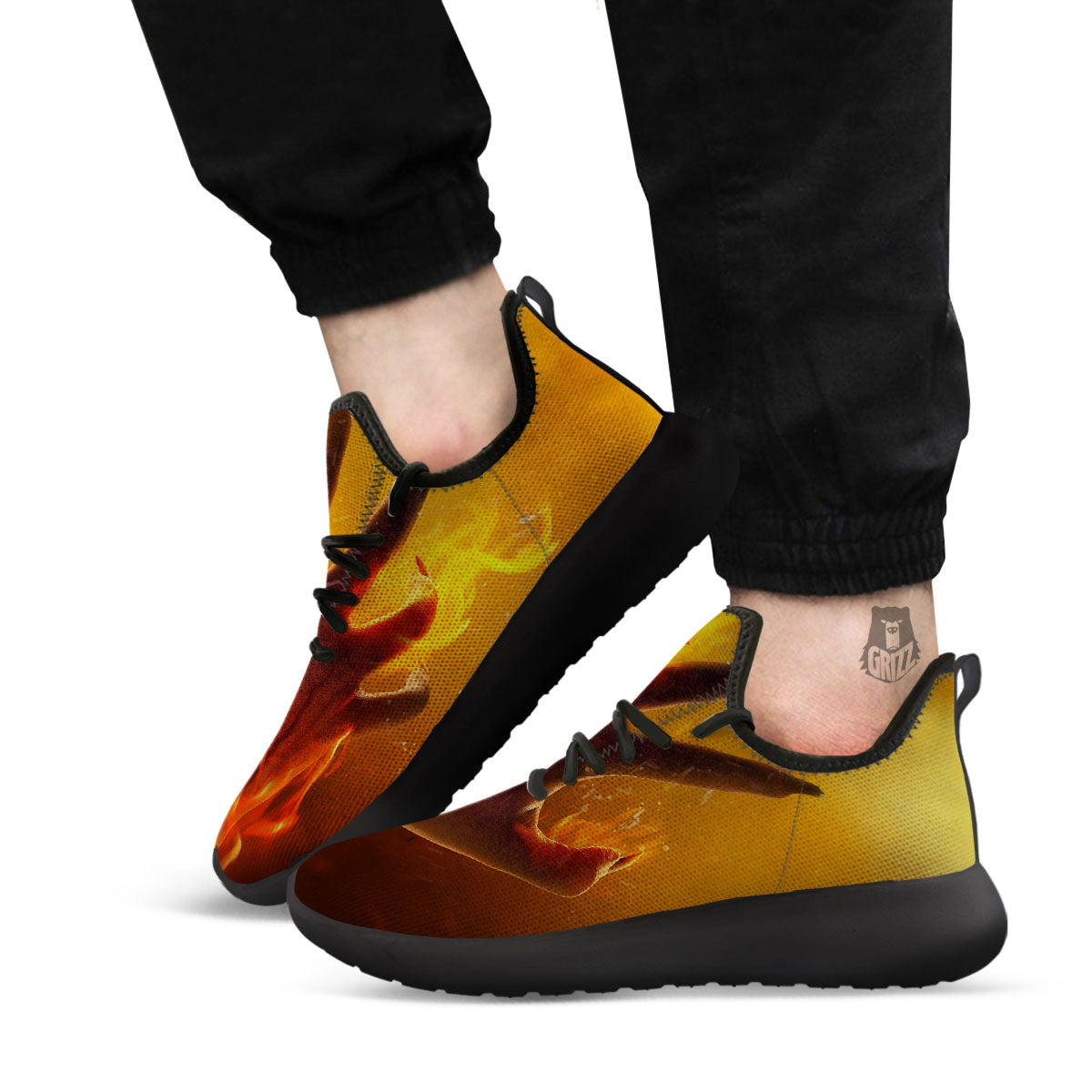 Devil Hand Print Black Athletic Shoes-grizzshop