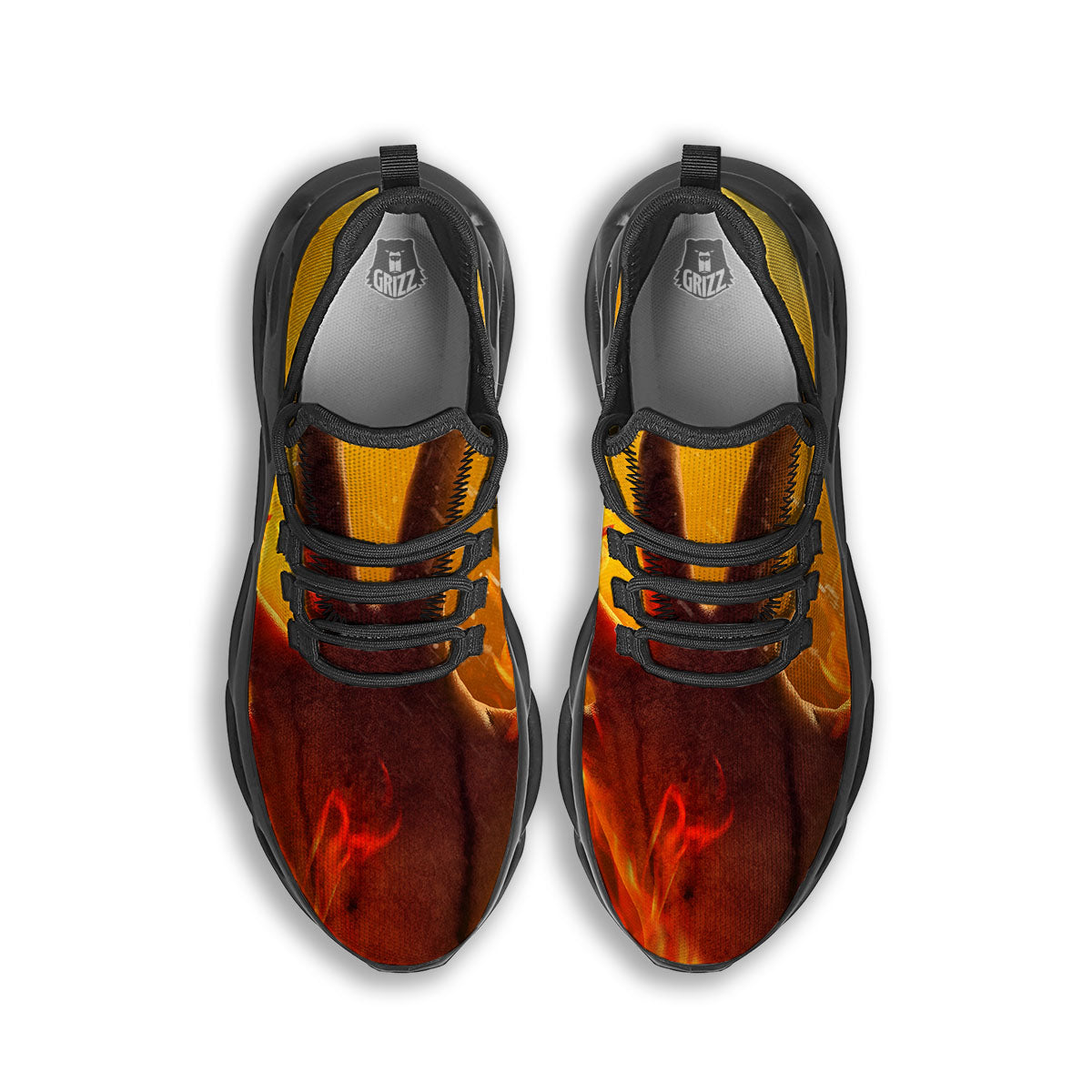 Devil Hand Print Black Running Shoes-grizzshop
