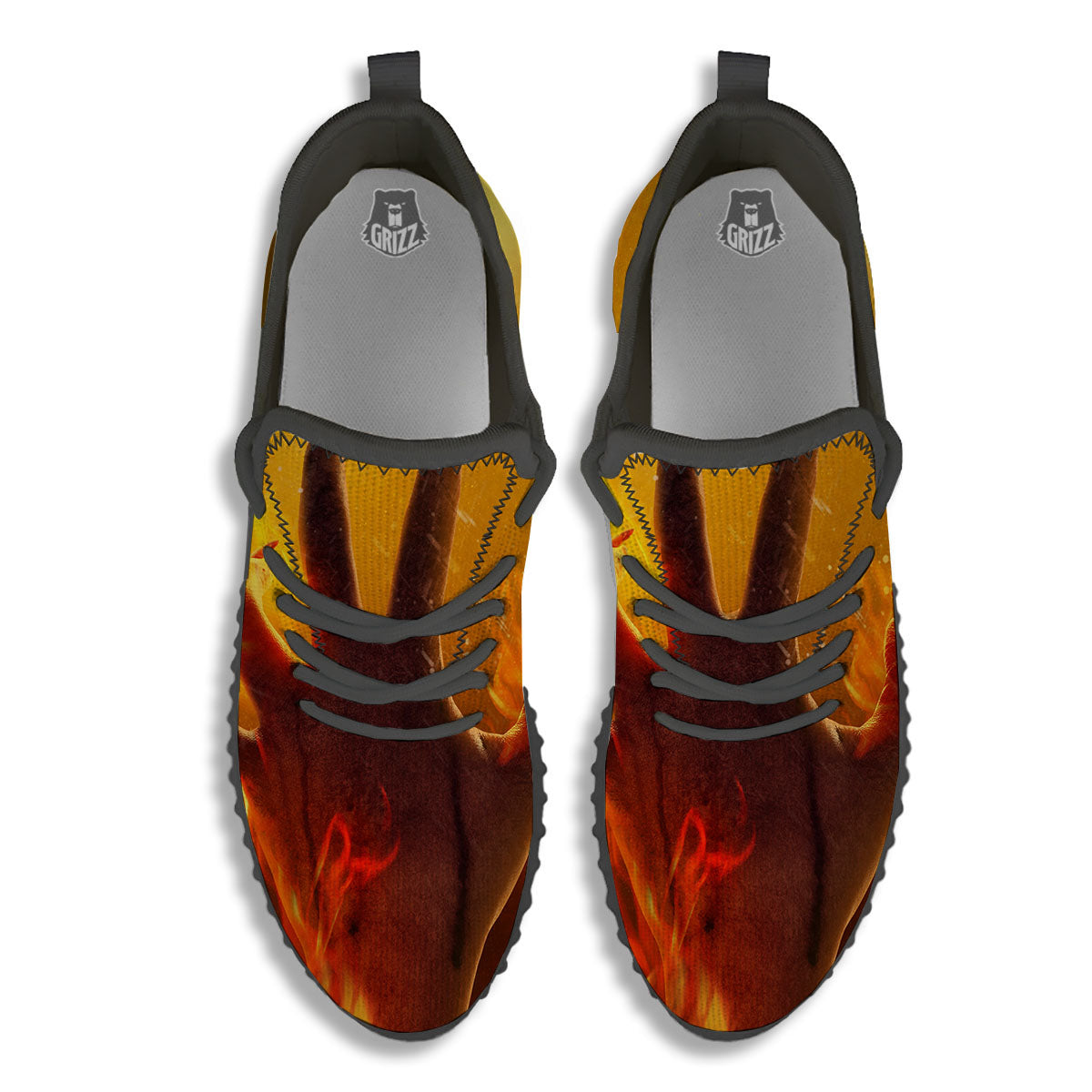 Devil Hand Print Black Walking Shoes-grizzshop
