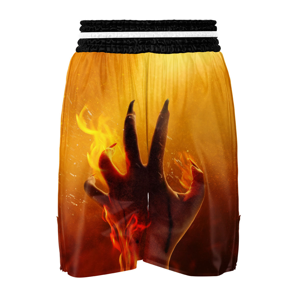 Devil Hand Print Boxing Shorts-grizzshop