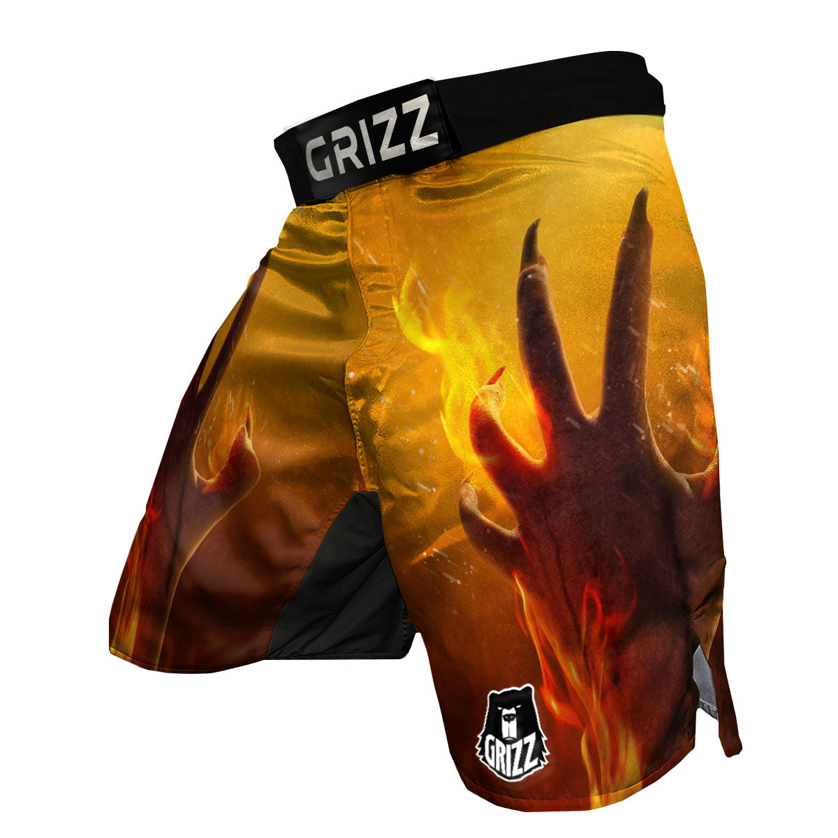 Devil Hand Print MMA Shorts-grizzshop