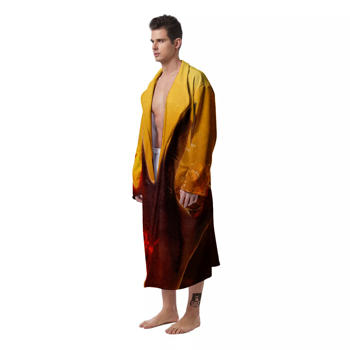Devil Hand Print Men's Robe-grizzshop