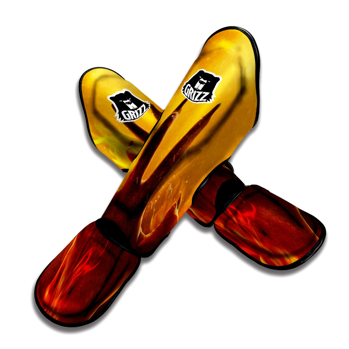 Devil Hand Print Muay Thai Shin Guards-grizzshop