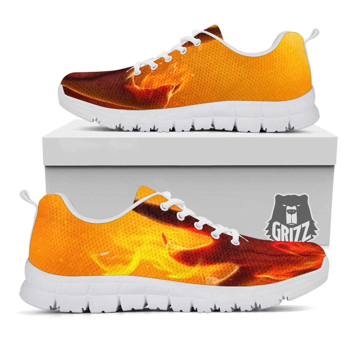 Devil Hand Print White Sneaker-grizzshop