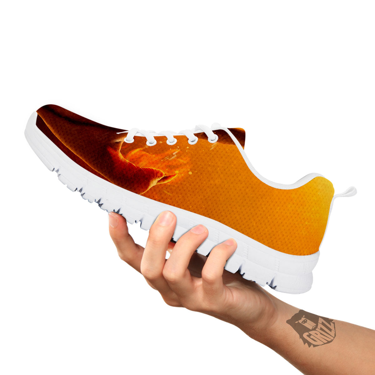 Devil Hand Print White Sneaker-grizzshop