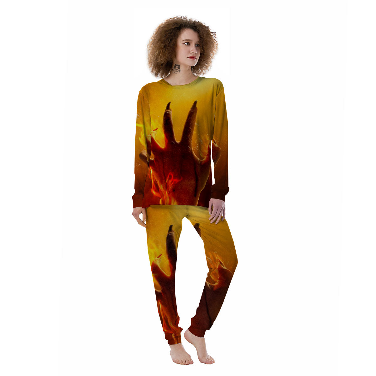 Devil Hand Print Women's Pajamas-grizzshop