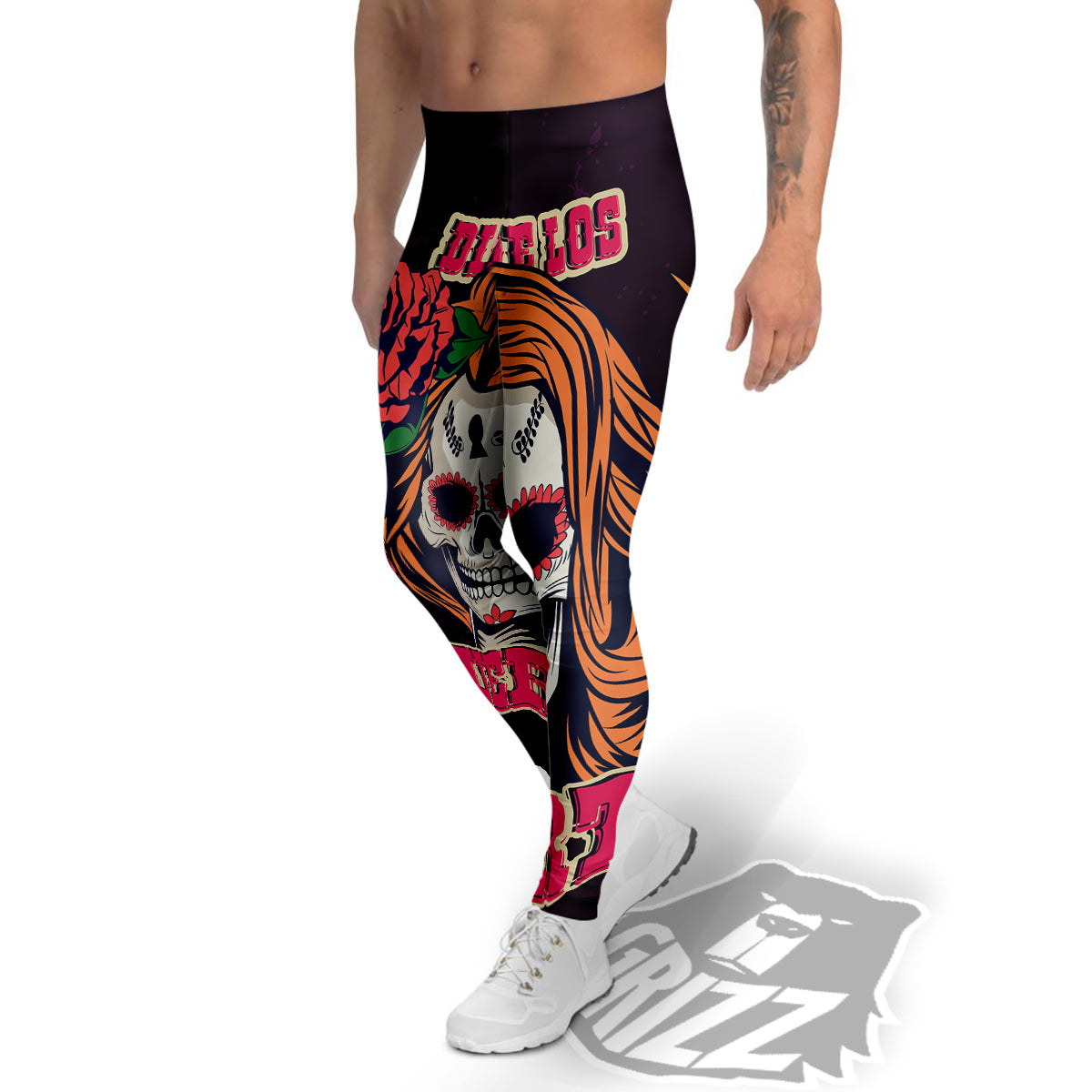 Dia De Los Muertos Calavera Girl Print Men's Leggings-grizzshop