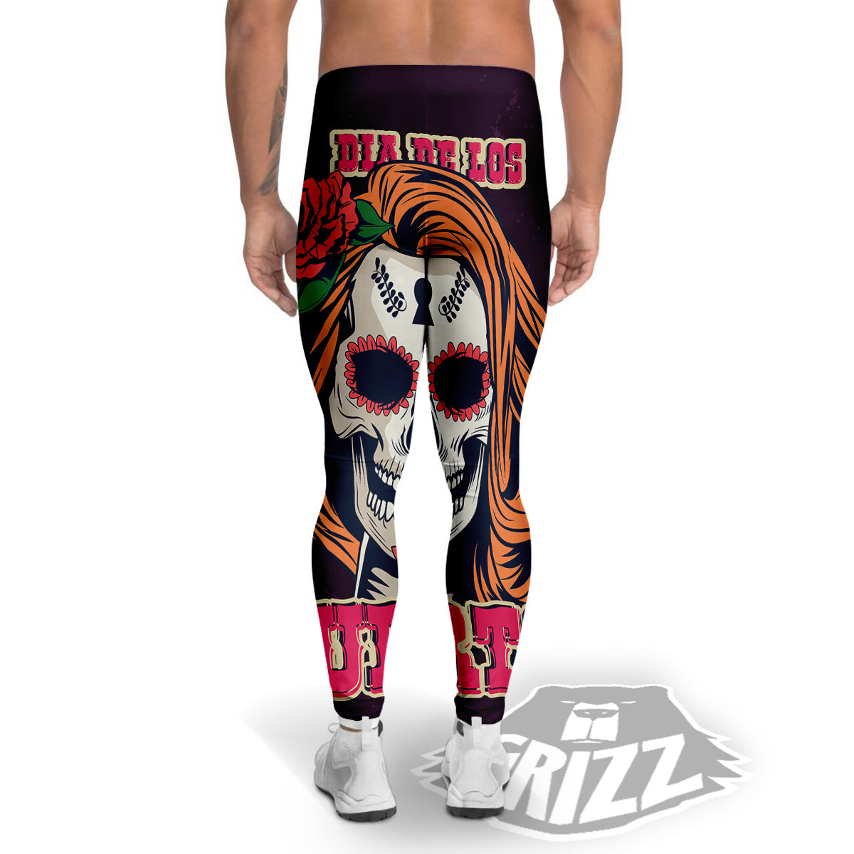 Dia De Los Muertos Calavera Girl Print Men's Leggings-grizzshop